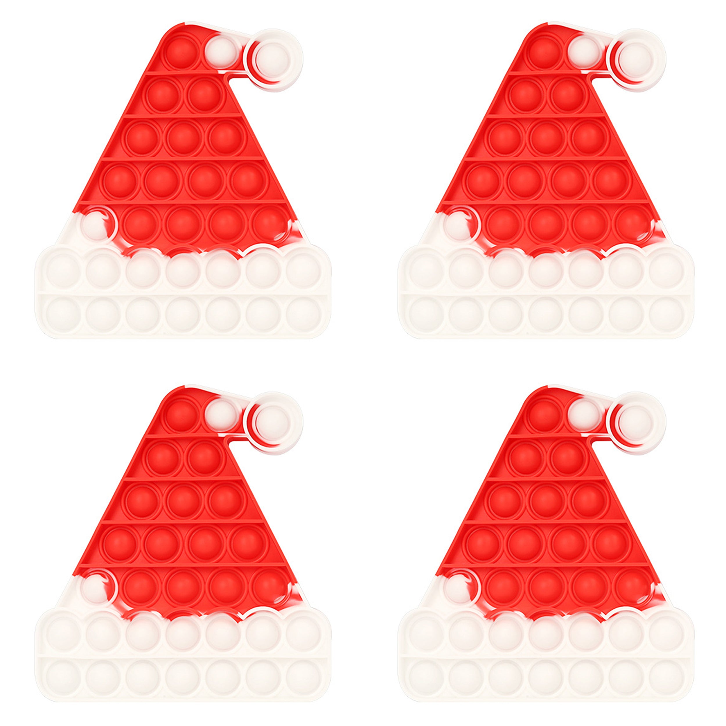 four red pop it fidget toys santa hat