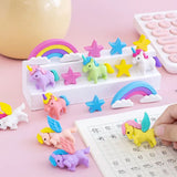 3D Rainbow Unicorn Eraser Set