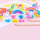 3D Rainbow Unicorn Eraser Set