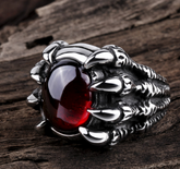 Wholesale RED JEWEL CLAW METAL BIKER RING
