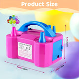 0507TA 600W Portable Electric Balloon Pump - Dual Nozzle Inflator with 2 Tying Tools for Easy Balloon Tying - Perfect for Party Decoration with US Plug and 110V-130V Operating Voltage