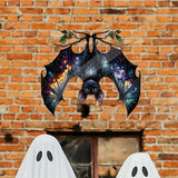 1707BA Bat Gothic Acrylic Window Hanging, 11.8 Inch Colorful Acrylic Bat Decorative Window Hanging, Halloween Decorative Hanging Window Panel, Acrylic Window Wall Art Decor For Living Room, Home, Office