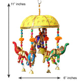Multicolor Handcrafted Decorative Five Elephant Wall for Home Decor,