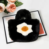 Flower Pointed Faux Fur Mini Tote Bag For Women