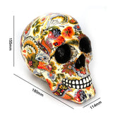 2307BA Dropshipping New Creative Skull Resin Statues Color Flower Desk Decor Toy Birthday Gift Halloween Party Decoration