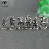 White Copper Japanese Shogunate Samurai Figurines Miniatures Vintage Metal Soldiers Model Statue Desktop Toy Ornament Decoration