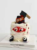 1707BA Halloween Ghost Expression Cake Decorative Ornaments Funny Knife Cut Witch Hat Mummy Color Candle Plug-in