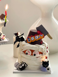 1707BA Halloween Ghost Expression Cake Decorative Ornaments Funny Knife Cut Witch Hat Mummy Color Candle Plug-in