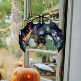 1707BA Bat Gothic Acrylic Window Hanging, 11.8 Inch Colorful Acrylic Bat Decorative Window Hanging, Halloween Decorative Hanging Window Panel, Acrylic Window Wall Art Decor For Living Room, Home, Office