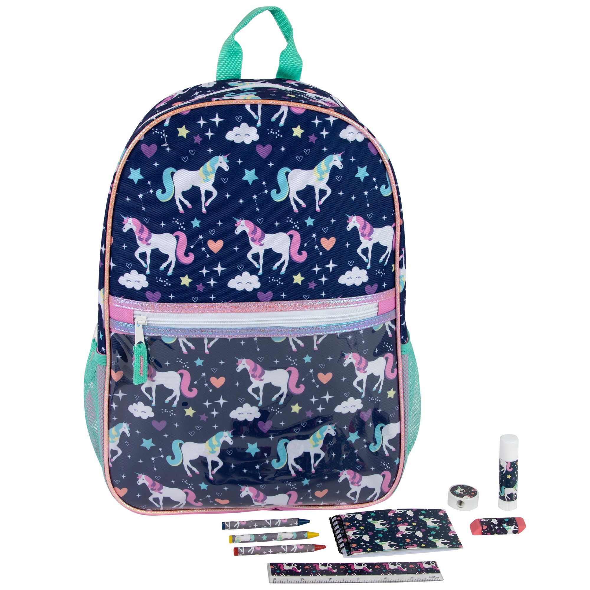 17" Unicorn Backpack with 9-Piece School Supply Kit ( 1 Case=24Pcs) 9.8$/PC