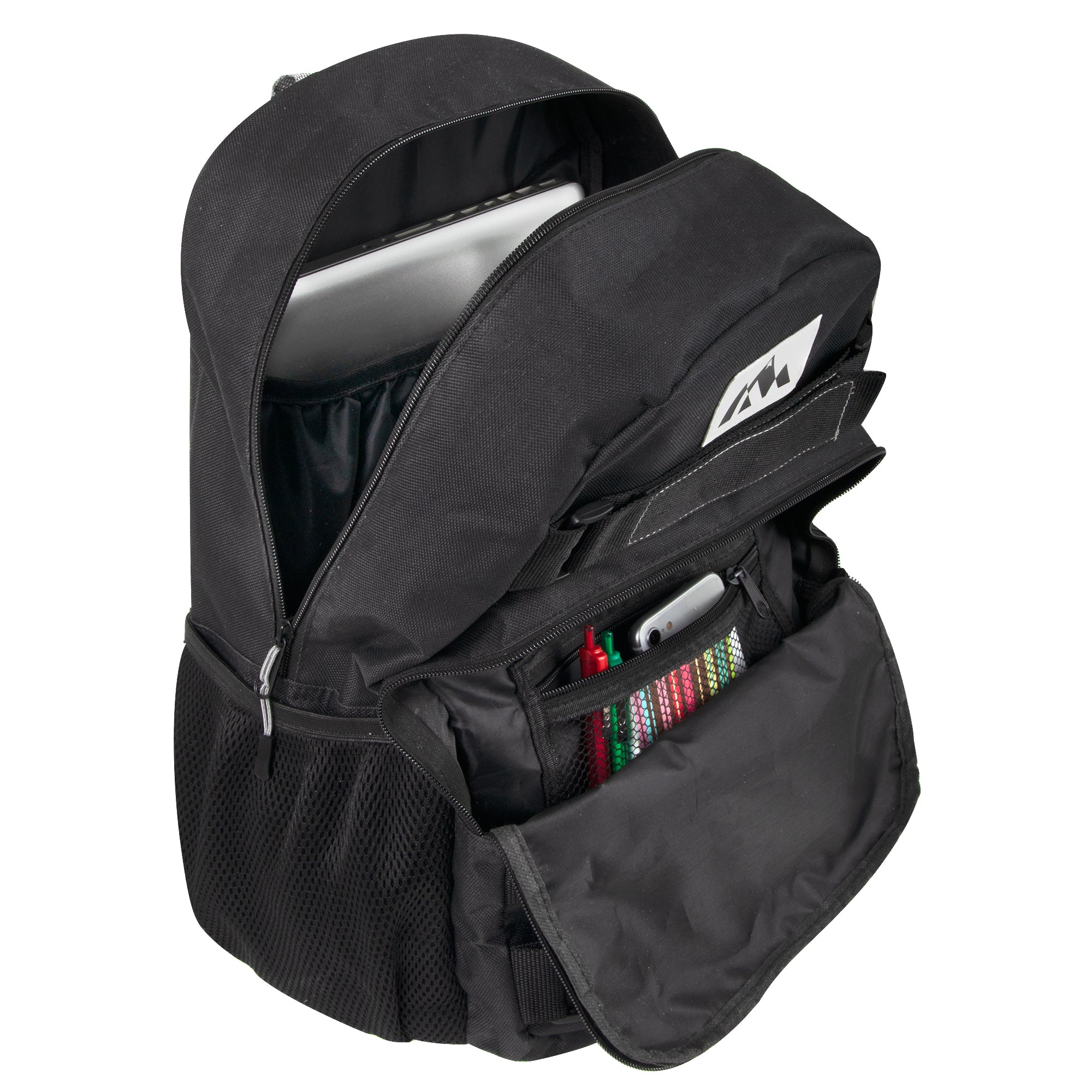 19 Inch Dual Strap Daisy Chain Backpack With Laptop Sleeve - Black ( 1 Case=24Pcs) 15.40$/PC