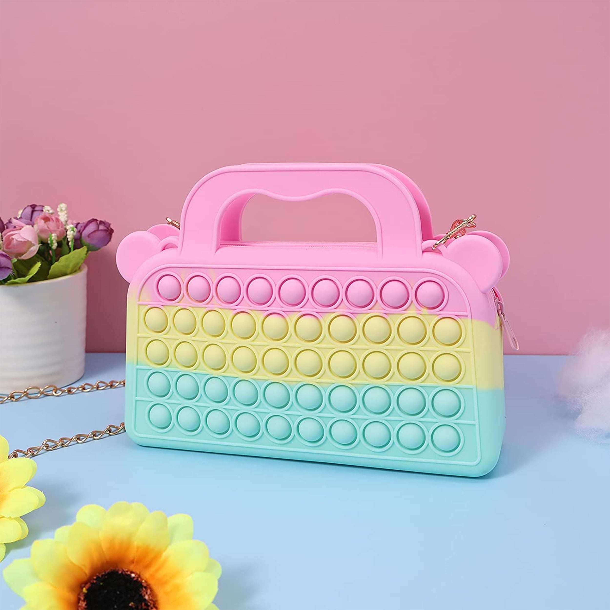 Rainbow Tote Bag Pop It Shoulder Bag Toys