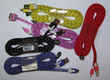 Wholesale BRAIDED CLOTH PHONE CABLE CHARGING CORDS 6 FOOT IPHONE/ MICRO USB