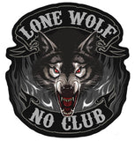 Wholesale LONE WOLF NO CLUB 5 inch PATCH (Sold by the piece)