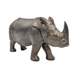 Dark Wooden Rhinoceros with Stone Artwork