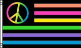 Wholesale NEON RAINBOW PEACE SIGN USA  3 X 5 FLAG ( sold by the piece )